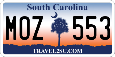 SC license plate MOZ553