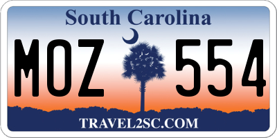 SC license plate MOZ554
