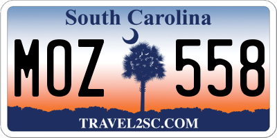 SC license plate MOZ558