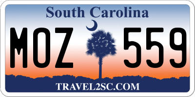 SC license plate MOZ559
