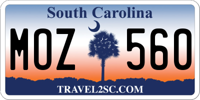 SC license plate MOZ560