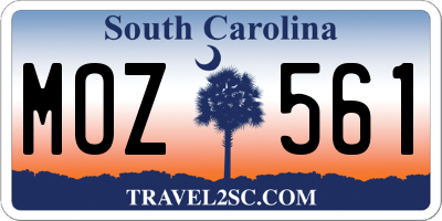 SC license plate MOZ561