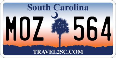 SC license plate MOZ564