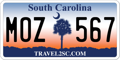 SC license plate MOZ567
