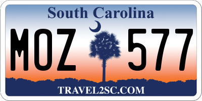 SC license plate MOZ577