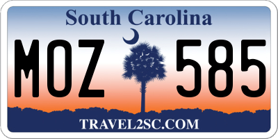 SC license plate MOZ585