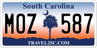 SC license plate MOZ587