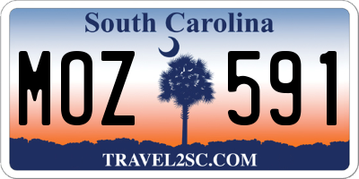 SC license plate MOZ591