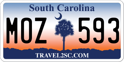 SC license plate MOZ593