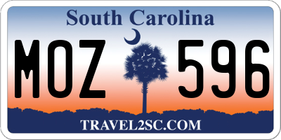 SC license plate MOZ596
