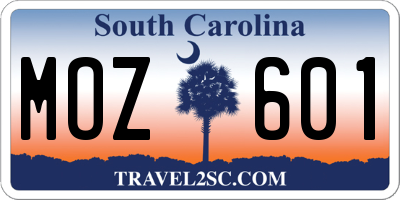 SC license plate MOZ601