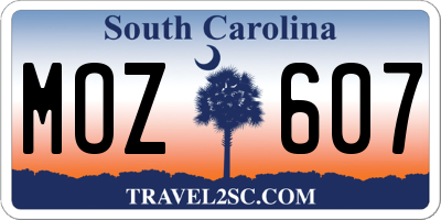 SC license plate MOZ607