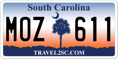 SC license plate MOZ611