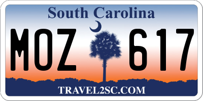 SC license plate MOZ617