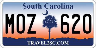 SC license plate MOZ620