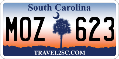 SC license plate MOZ623