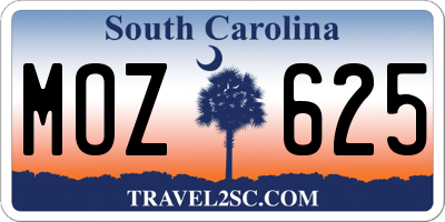SC license plate MOZ625