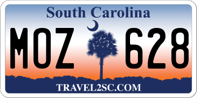 SC license plate MOZ628