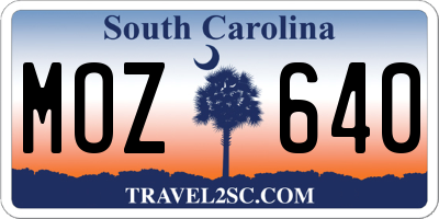 SC license plate MOZ640