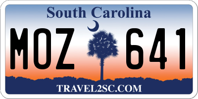 SC license plate MOZ641