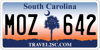 SC license plate MOZ642