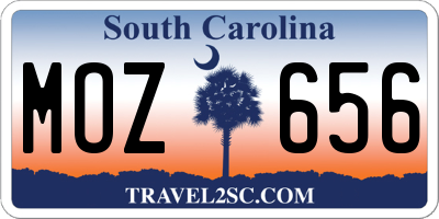 SC license plate MOZ656