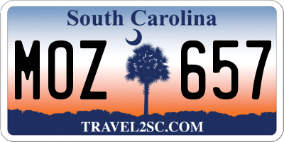 SC license plate MOZ657