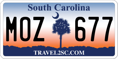 SC license plate MOZ677