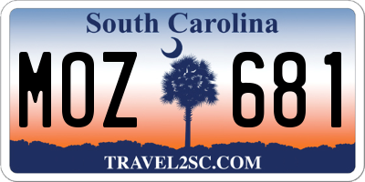 SC license plate MOZ681