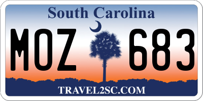 SC license plate MOZ683
