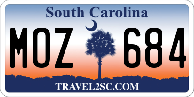 SC license plate MOZ684