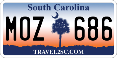 SC license plate MOZ686