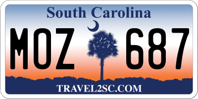 SC license plate MOZ687