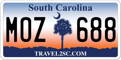 SC license plate MOZ688