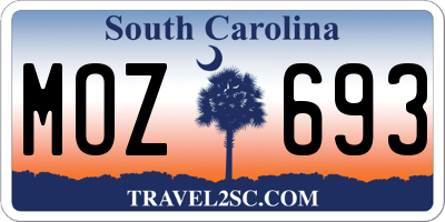 SC license plate MOZ693