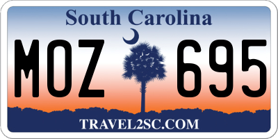 SC license plate MOZ695