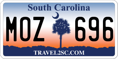 SC license plate MOZ696