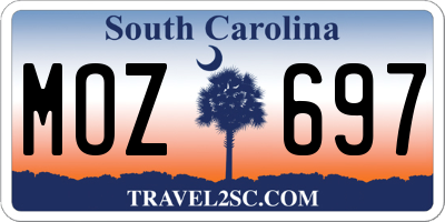 SC license plate MOZ697