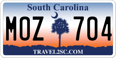 SC license plate MOZ704