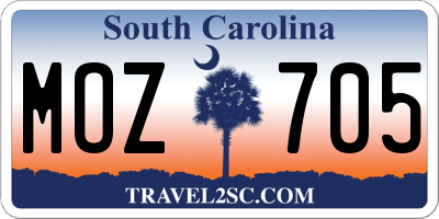 SC license plate MOZ705