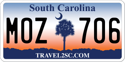 SC license plate MOZ706