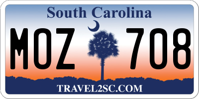 SC license plate MOZ708