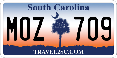SC license plate MOZ709