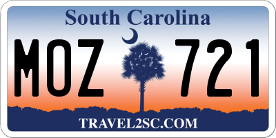 SC license plate MOZ721