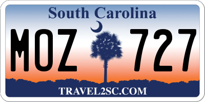 SC license plate MOZ727