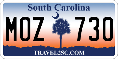 SC license plate MOZ730