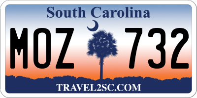 SC license plate MOZ732