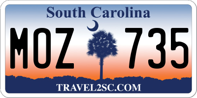 SC license plate MOZ735