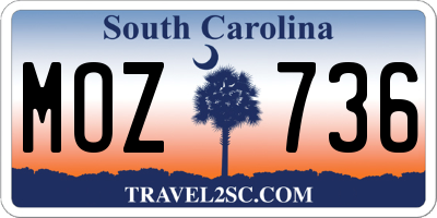 SC license plate MOZ736
