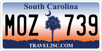 SC license plate MOZ739